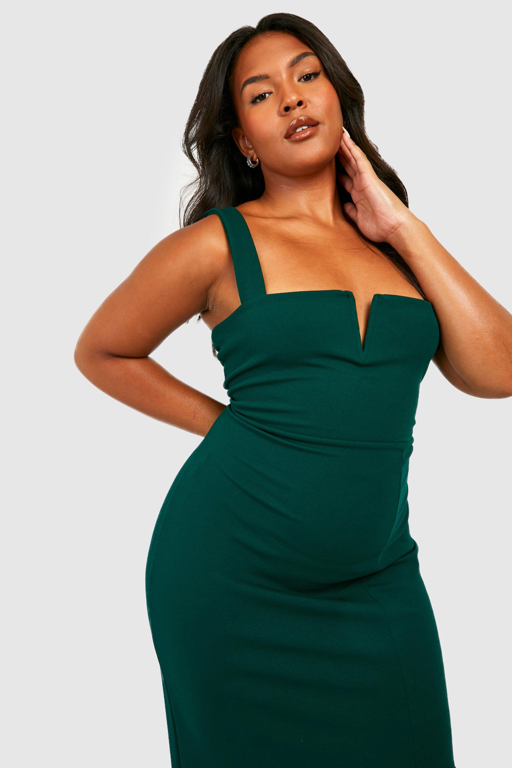 Plus size dark green hotsell maxi dress